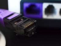 Internetverbindung per DSL Eine Abbildung eines DSL Anschlusssteckers in der Farbe lila um eine Internetverbindung herzustellen